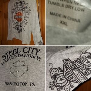 Harley-Davidson Steel City Graphic Long Sleeve Tee - Heather Gray & Black